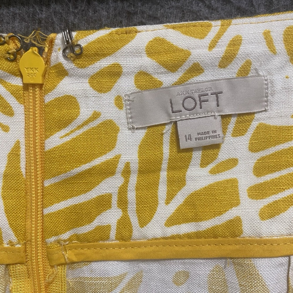 Ann Taylor LOFT Skirt Womens 14 Yellow A Line Linen Blend Beach Vacation Coastal - Picture 6 of 8